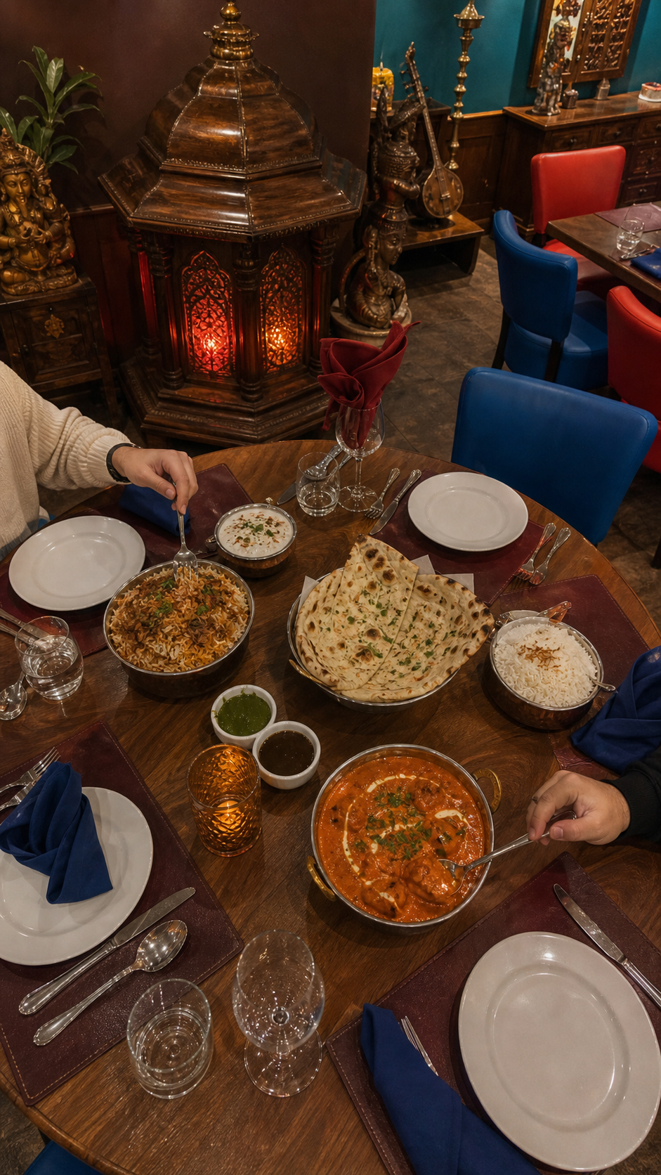 Curry et accompagnements indiens.