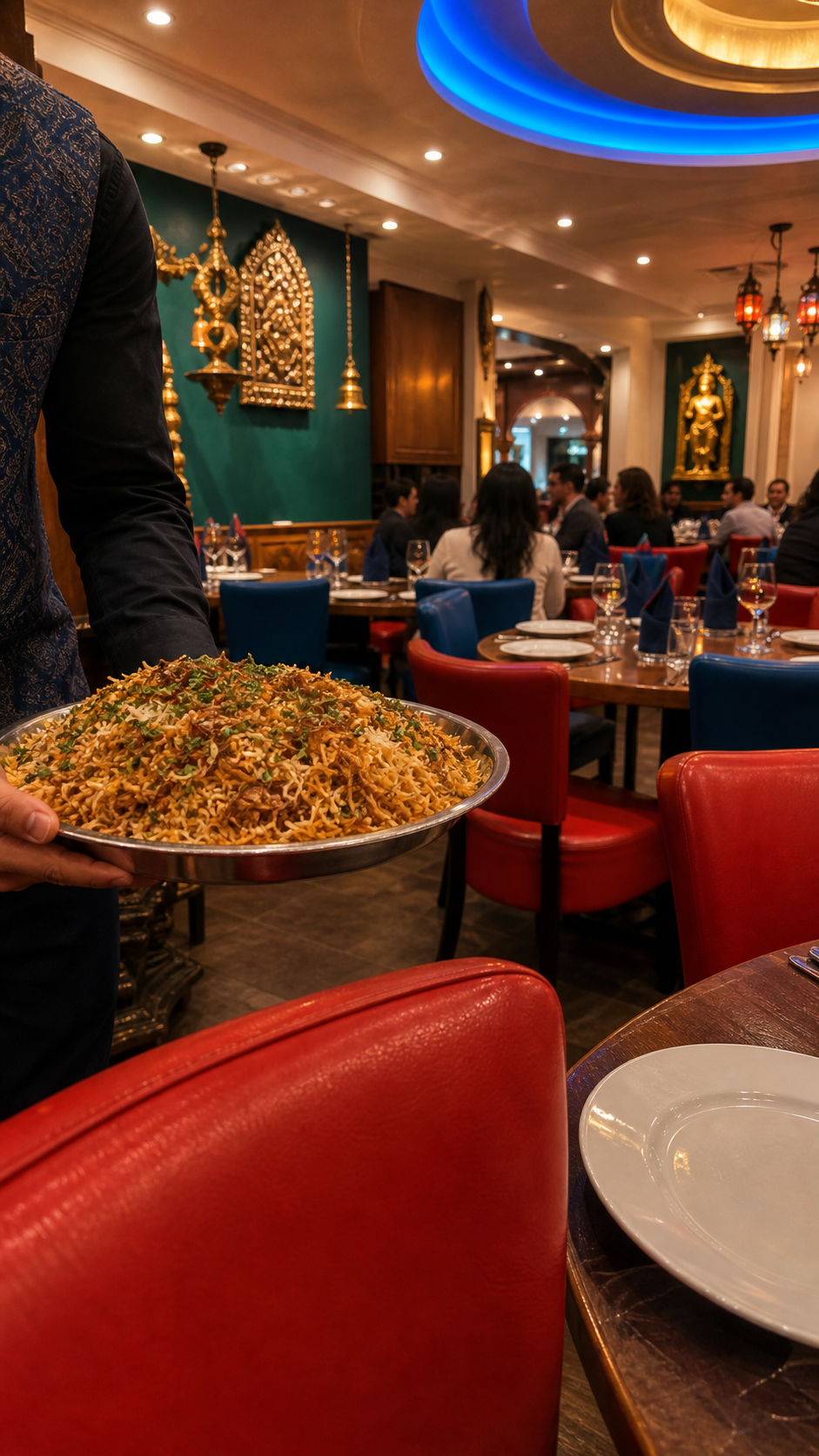 Plat tandoor servi avec garnitures.